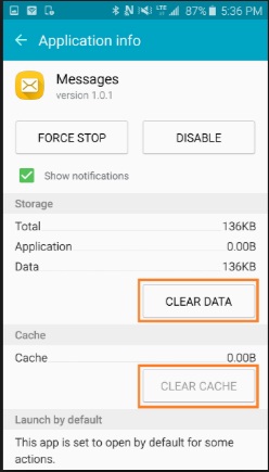message app data and cache