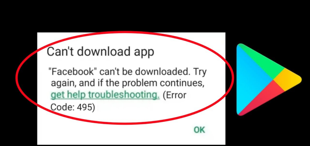 google play store download error 495