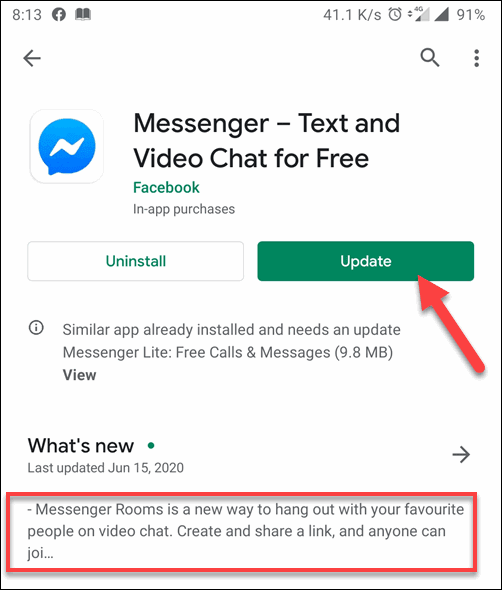 update-messenger-app